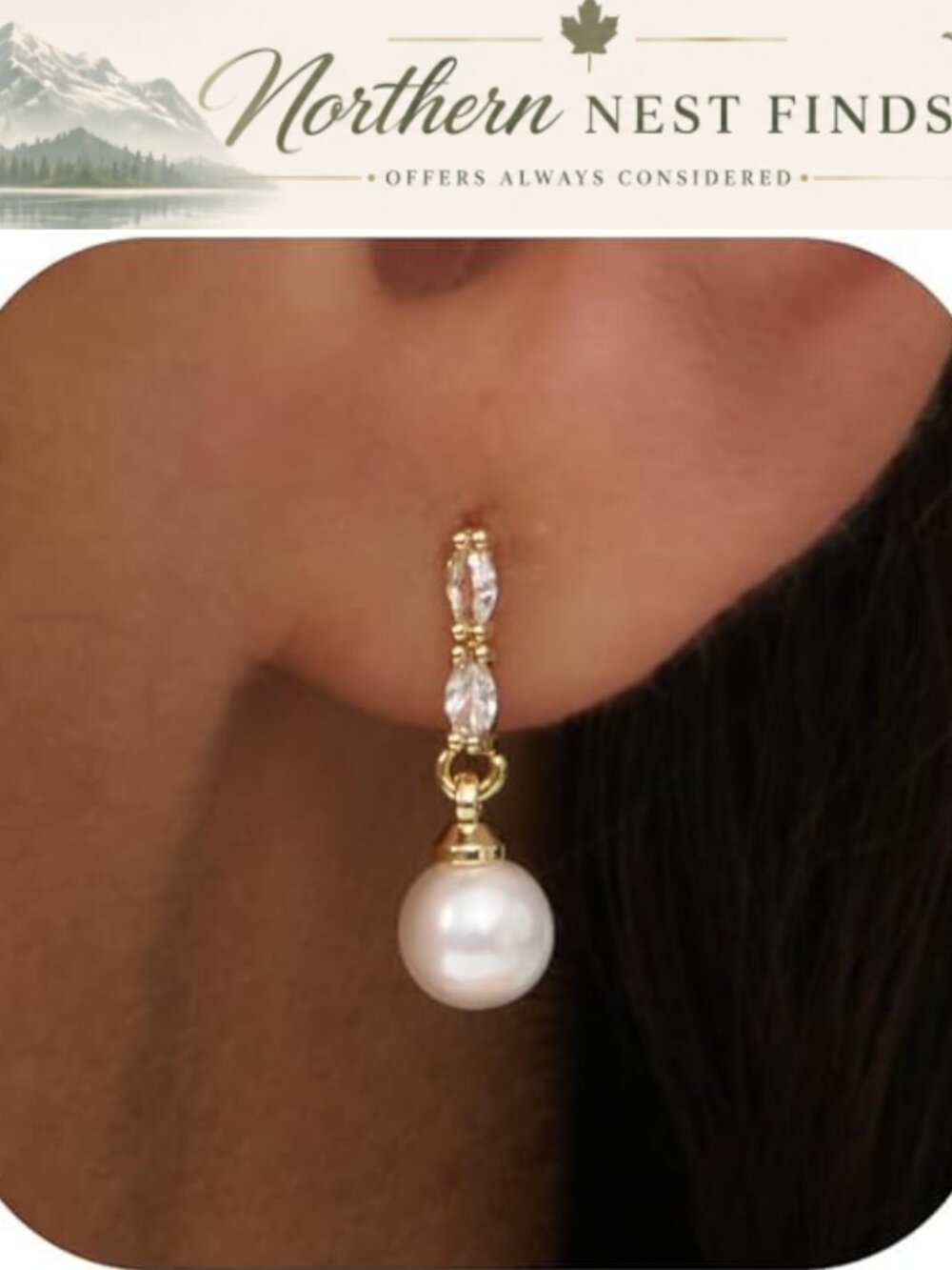 14K Gold Plated Pearl Drop Earrings for Women Wedding Bridal Elegant